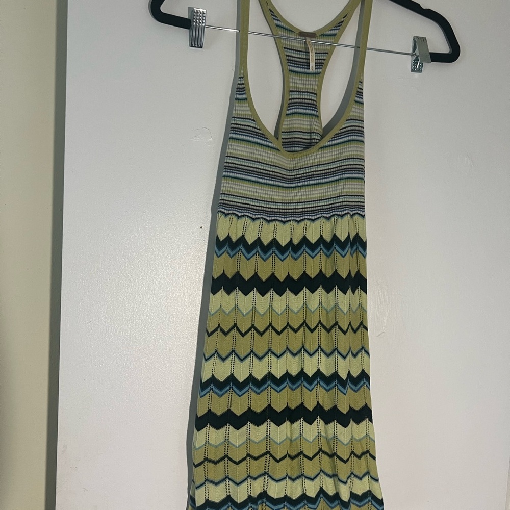 Free People Chevron Mini Dress/ Beach Coverup - Green and Blue